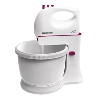 Mixer cu bol Heinner Charm, 300W, 5 viteze + turbo, Alb/Visiniu