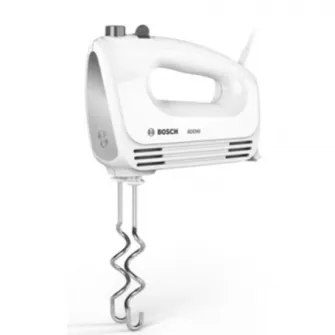 Mixer de mana Bosch MFQ24200, 400W, 4 viteze + Turbo, Alb/Inox