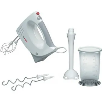 Mixer de mana Bosch MFQ3540, 450 W, 5 viteze, Alb/Gri