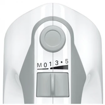 Mixer de mana Bosch MFQ36480, 450 W, 5 viteze + Turbo, Picior pasator inox, tocator, vas gradat, Alb/Gri