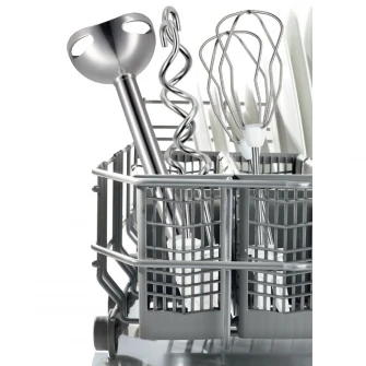 Mixer de mana Bosch MFQ36480, 450 W, 5 viteze + Turbo, Picior pasator inox, tocator, vas gradat, Alb/Gri