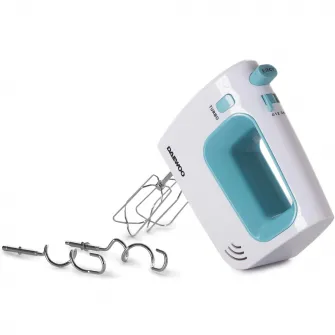 Mixer de mana Daewoo DHM122LB, 300 W, 5 viteze, functie Turbo, accesoriu framantare, palete amestecare, carcasa ABS, Turcoaz