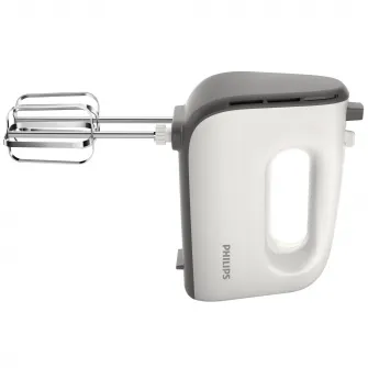 Mixer de mana Philips Viva Collection HR3740/00, 450 W, 5 viteze, Functie Turbo, Alb/Gri