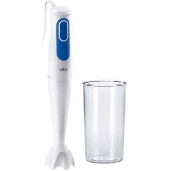 Mixer vertical Braun MQ3000WH SMOOTHIE PLUS, 700 W, Pahar gradat 0.6 l, 2 viteze, Alb/Albastru