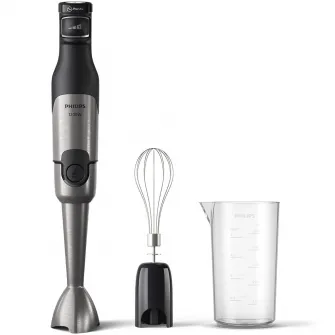 Mixer vertical Philips HR2682/00Seria 5000, 1200 W, Tehnologie SpeedTouch, Aparatoarea împotriva stropirii pentru lama, Indicator de viteză cu LED, Accesoriu tel, negru/argintiu