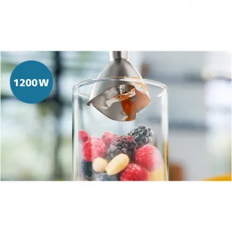 Mixer vertical Philips HR2682/00Seria 5000, 1200 W, Tehnologie SpeedTouch, Aparatoare impotriva stropirii pentru lama, Indicator de viteza cu LED, Accesorii tel si tocator, negru/argintiu
