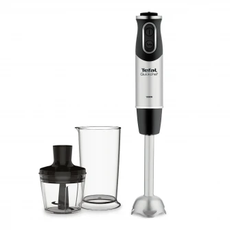 Mixer vertical Tefal QuickChef HB659838, 1000W, 20 de viteze, Functie Turbo, Picior pasator din metal, Pahar gradat 800 ml, Argintiu