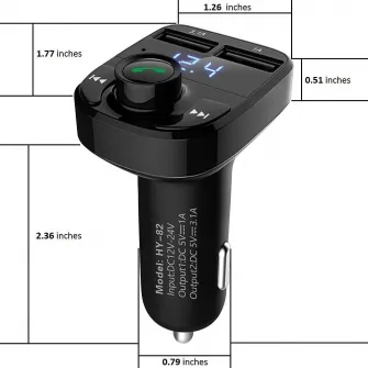 Modulator FM, Bluetooth 5.0, transmitator FM cu functie de incarcator auto, incarcare rapida, port USB de tip C, port auxiliar