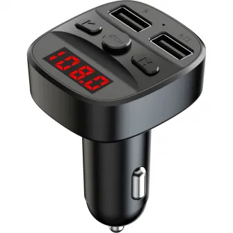 Modulator FM Bluetooth Serioux ABFM60, USB, microSD, USB 2.4A, Negru