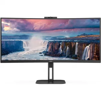Monitor Curbat WLED VA AOC 34 WQHD 100Hz 4ms HDMI DisplayPort USB USB-C Webcam CU34V5CW/BK