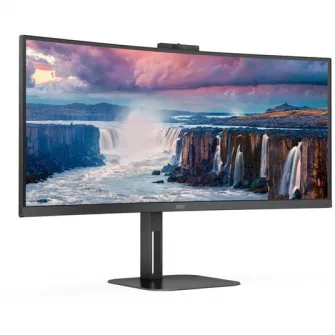 Monitor Curbat WLED VA AOC 34 WQHD 100Hz 4ms HDMI DisplayPort USB USB-C Webcam CU34V5CW/BK