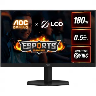 Monitor Gaming AOC 24G42E, 23.8'', Full HD, 180 HZ, 0.5ms, Adaptive Sync, Fast IPS, HDR10, Negru