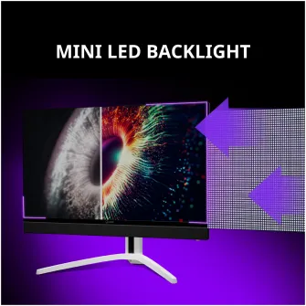 Monitor Gaming MiniLED IPS Lorgar Pro 27MP1 27'', 4k UHD (3840x2160), 160Hz, 1ms, AMD FreeSync, NVIDIA G-Sync Compatible, HDR 1000, Iluminare RGB, Boxe 2.1, USB Type-C, Hub USB, 2x HDMI, Display Port, Jack, Pivot