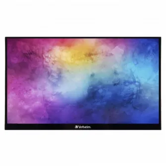 Monitor Portabil Touchscreen LED IPS Verbatim, 15.6, Full HD, 6ms, HDR, FreeSync, 2x USB-C, HDMI, USB, PMT-15