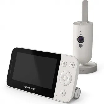 Monitor video digital pentru bebelusi Philips-AVENT SCD953/26, cu sistem de conectare prin aplicatia mobila Baby Monitor+, LCD 4.3 inch, camera full HD, mod nocturn, zoom, termometru, sunete linistitoare, raza de actiune 0-400 m
