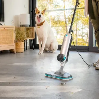 Mop cu aburi Cecotec HydroSteam 3030 Active 03250, 1500 W, 0.33 l, debit abur 30 g/min, 3 niveluri, argintiu/albastru