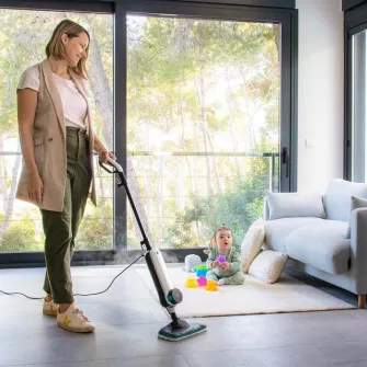 Mop cu aburi Cecotec HydroSteam 3030 Active 03250, 1500 W, 0.33 l, debit abur 30 g/min, 3 niveluri, argintiu/albastru