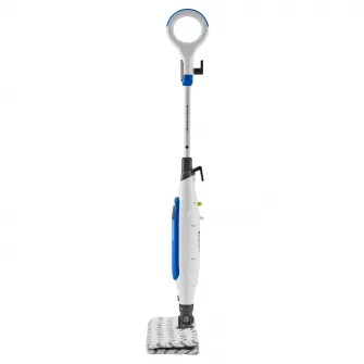 Mop electric cu aburi Shark S6001EU, 1050W, 350ml, 2.7Kg, tehnologie Klick'n Flip, Steam Blast Mode, mop cu 2 fete, alb/ albastru