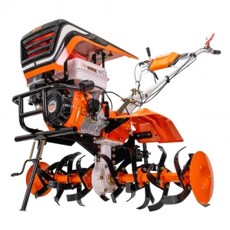 Motocultor pe benzina RURIS 913ACC, putere 13 CP, 390 CC, 4 timpi, 2+1 viteze, priza de putere, 110 cm latime lucru, 36 cm adancime lucru,contine: roti cauciuc + plug reversibil + roti metalice 500 + set contragreutati 20 kg