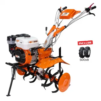Motocultor Ruris 731K Start, 8.5 CP, 208 CC, 4 timpi, pornire manuala, 3 viteze, 830 mm latime lucru, 340 mm adancime lucru, 4.5 l capacitate rezervor, benzina, roti cauciuc