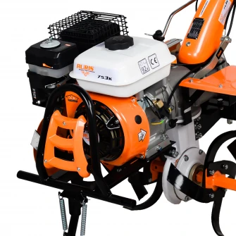 Motocultor Ruris 753k, 7.5 CP, 100 cm latime lucru, 4 timpi, 3.6 l, benzina, roti cauciuc 5.00-8, plug, adaptor, roti metalice 350 fara manicot