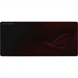 Mousepad gaming ASUS ROG Scabbard II, logo ROG fosforescent, baza cauciucata, cusaturi anti-rupere, Negru Visiniu