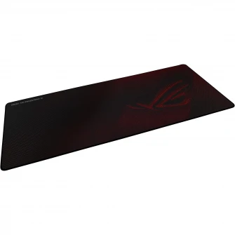 Mousepad gaming ASUS ROG Scabbard II, logo ROG fosforescent, baza cauciucata, cusaturi anti-rupere, Negru Visiniu