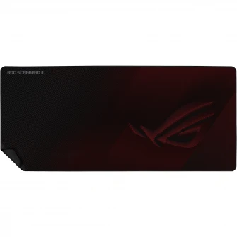 Mousepad gaming ASUS ROG Scabbard II, logo ROG fosforescent, baza cauciucata, cusaturi anti-rupere, Negru Visiniu