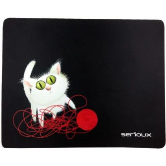Коврик для мыши Serioux MSP01, Кот и клубок пряжи, 250x200x3 мм