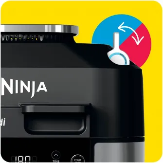 Multicooker Ninja Speedi 12in1 ON500, 1760 W, capacitate 5.7 l, functie AirFryer si cuptor, 4 portii simultan, 12 functii de gatit, Speedi Meals in doar 15min, SlowCook, Combi Cooker & buton SmartSwitch, tava cu invelis ceramic, negru