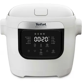 Multicooker Tefal Multicook Basic MY700B30, 700W, capacitate 6L, 10 programe de gatire, panou de comanda digital, oprire automata, vas antiaderent, timp si temperatura ajustabile, alb & negru