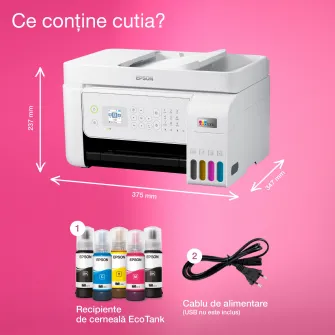 Multifunctional Inkjet Epson EcoTank L5316, A4, Color, 10 ppm, USB, Retea, Wireless Alb