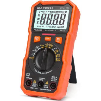 Multimetru digital Maxwell MX 25222, detectare tensiune fara rupere cablaj, cu tester baterie/dioda, tranzisotr, functie lumina de lucru, detectare NCV, indicatie luminoasa si sonora, 0,1 mV - 600 V