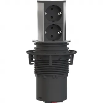 Multipriza incorporabila Bachmann Elevator 2xSchuko, 2 prize, cordon 2 m + fisa Schuko montabila, Negru