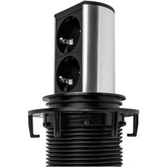 Multipriza incorporabila Bachmann Elevator 2xSchuko, 2 prize, cordon 2 m + fisa Schuko montabila, Negru