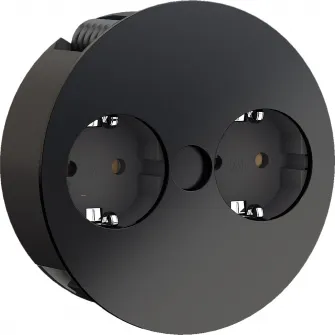 Multipriza incorporabila Bachmann Twist 2S, pentru blat de bucatarie, 2 prize, cordon 2m, H05VV-F 3G1.5mm+ fisa montabila, Negru