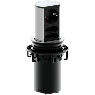 Multipriza incorporabila pentru blat de bucatarie Bachmann Elevator 1xSchuko 2xEuro, cordon 2m + fisa Schuko montabila