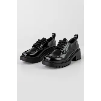 MUSK, Pantofi de piele ecologica cu toc masiv, Negru, 37