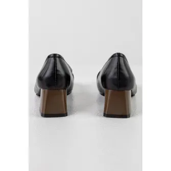 MUSK, Pantofi de piele ecologica cu toc masiv, Negru, 37