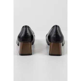 MUSK, Pantofi de piele ecologica cu toc masiv, Negru, 38