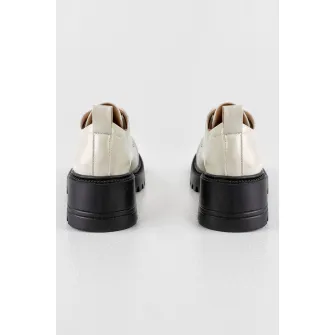 MUSK, Pantofi de piele ecologica cu toc masiv, Negru, Alb optic, 37
