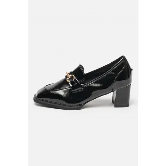 MUSK, Pantofi loafer cu aspect lacuit, Negru, 38