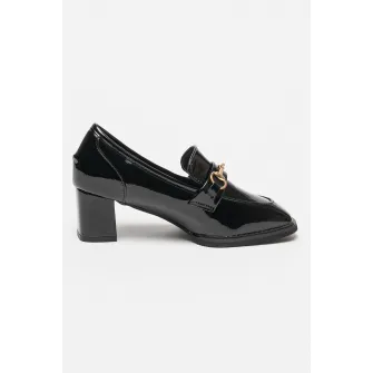 MUSK, Pantofi loafer cu aspect lacuit, Negru, 38