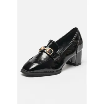 MUSK, Pantofi loafer cu aspect lacuit, Negru, 38