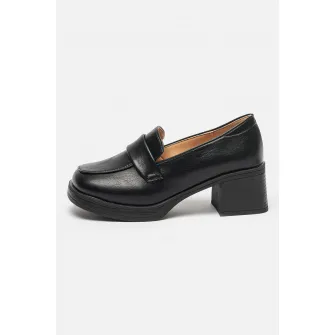 MUSK, Pantofi loafer cu varf patrat, Negru, 38