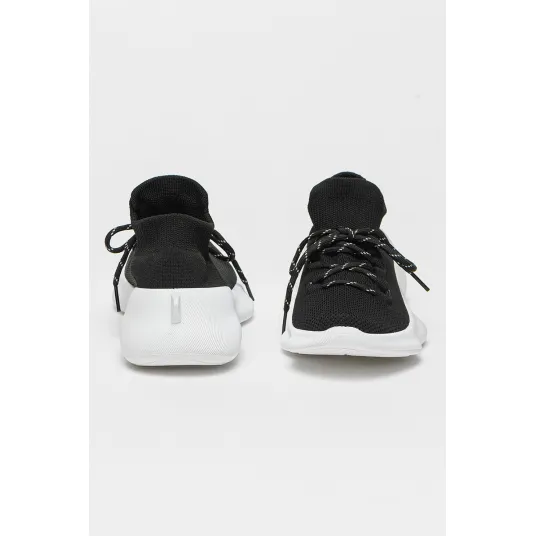 MUSK, Pantofi sport slip-on cu model soseta, Negru, Alb, 39
