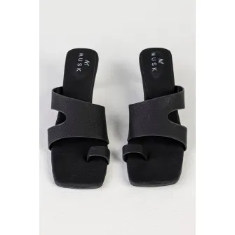 MUSK, Papuci cu toc kitten, Negru, 38