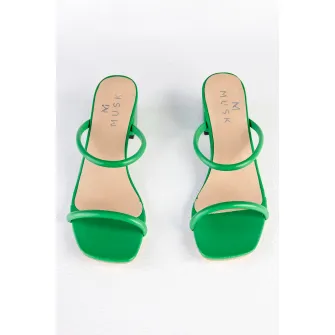 MUSK, Papuci cu toc masiv, Verde, 38