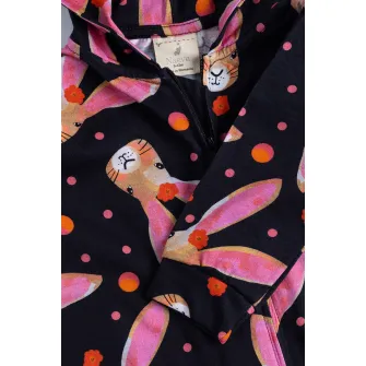 Naeve, Salopeta de bumbac organic cu aplicatii cu urechi, Multicolor, 68 CM