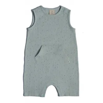 Naeve, Salopeta de bumbac organic cu buzunar kangaroo, Menta, 80 CM